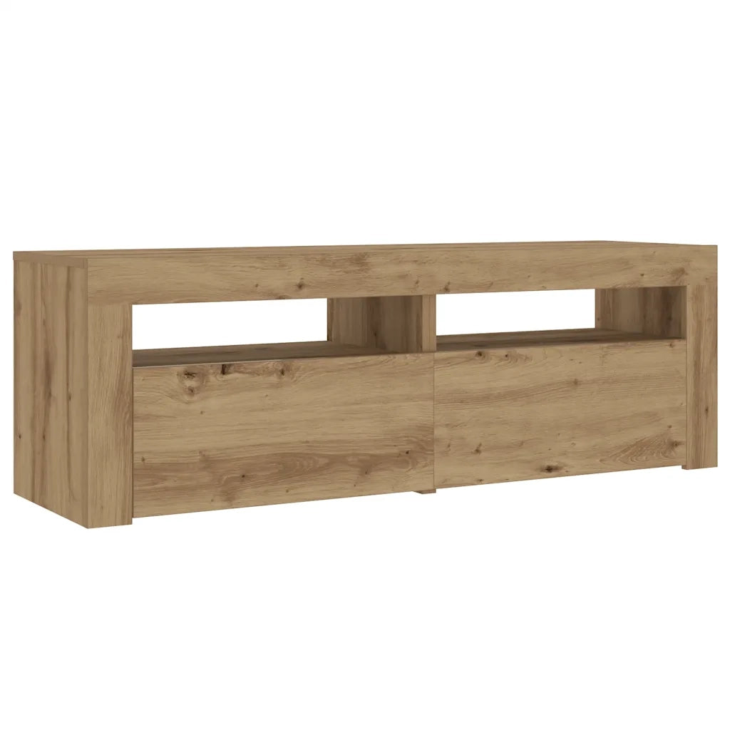 Comodini 2 pz con Luci LED-Set di 2 Tavolino da notte Rovere Artigianale 60x35x40 cm