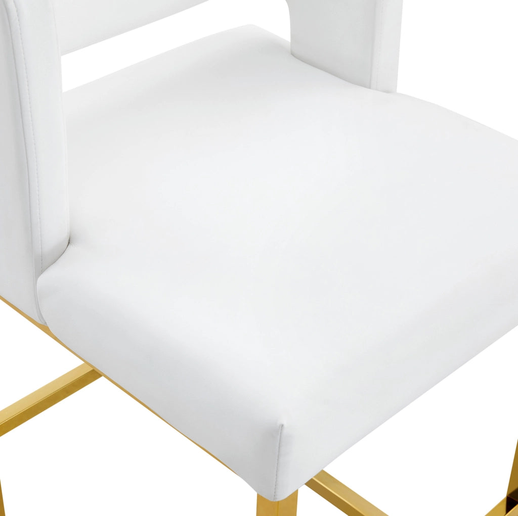 Sgabello da bar 61x60.5x54 cm con seduta imbottita e struttura in metallo; bianco e oro