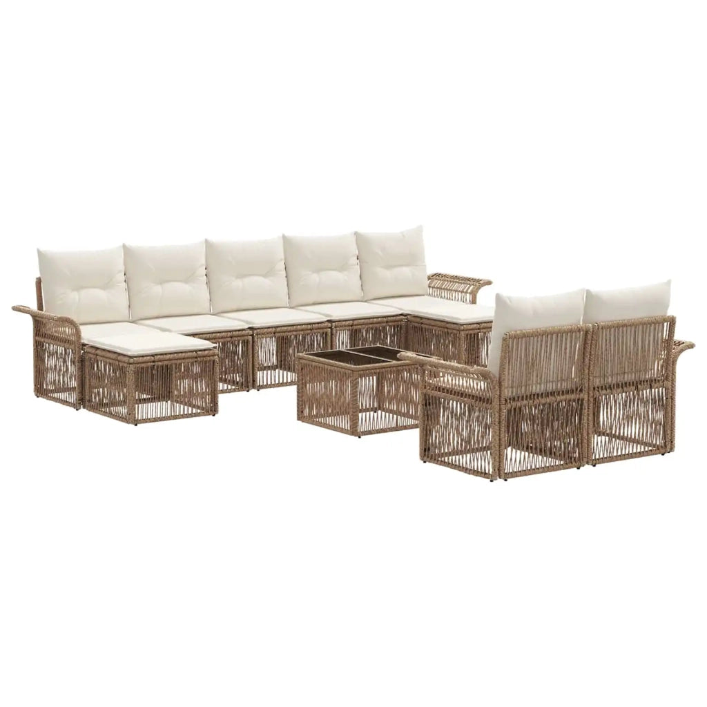 Set Divano da Giardino 10 pcs Beige polyrattan