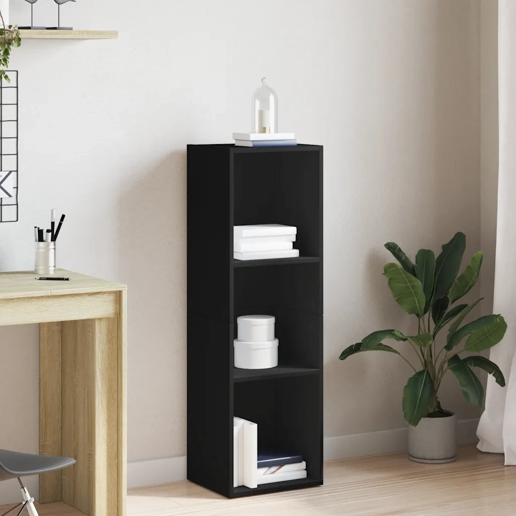Libreria-Mobile TV Nero 36x30x114 cm in Legno Multistrato