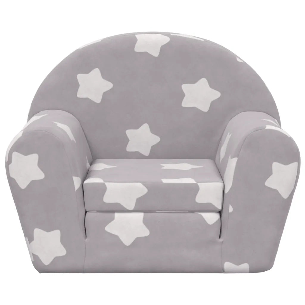 Divano Letto Bambini Grigio Chiaro con Stelle-Sofa Letto-Daybed-Divanetto Morbido Peluche 128930