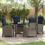 Set da Pranzo per Giardino con cuscino 5 pcs Grigio polyrattan