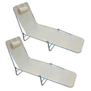 Letto singolo pieghevole con schienale reclinabile ¨C zephmum ¨C beige, 4 livelli, metallo e tessuto