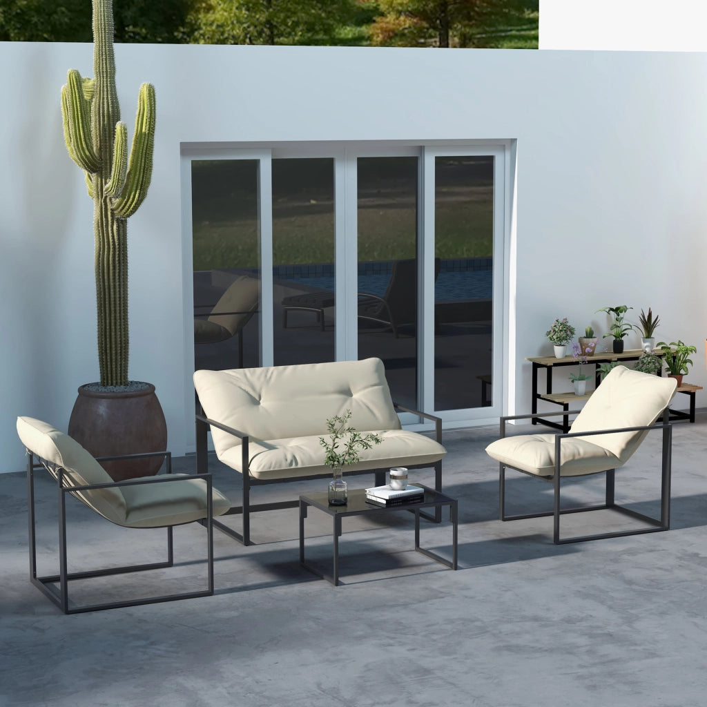 Set divani da giardino 4 pezzi con tavolino ¨C zephmum ¨C grigio