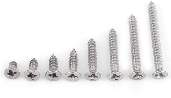 Viti a testa platica/Phillips 200 pezzi - Viti autoallogante - Resistenti alla corrosione - Per uso interno/esterno - Resistenti 304 Acciaio inossidabile