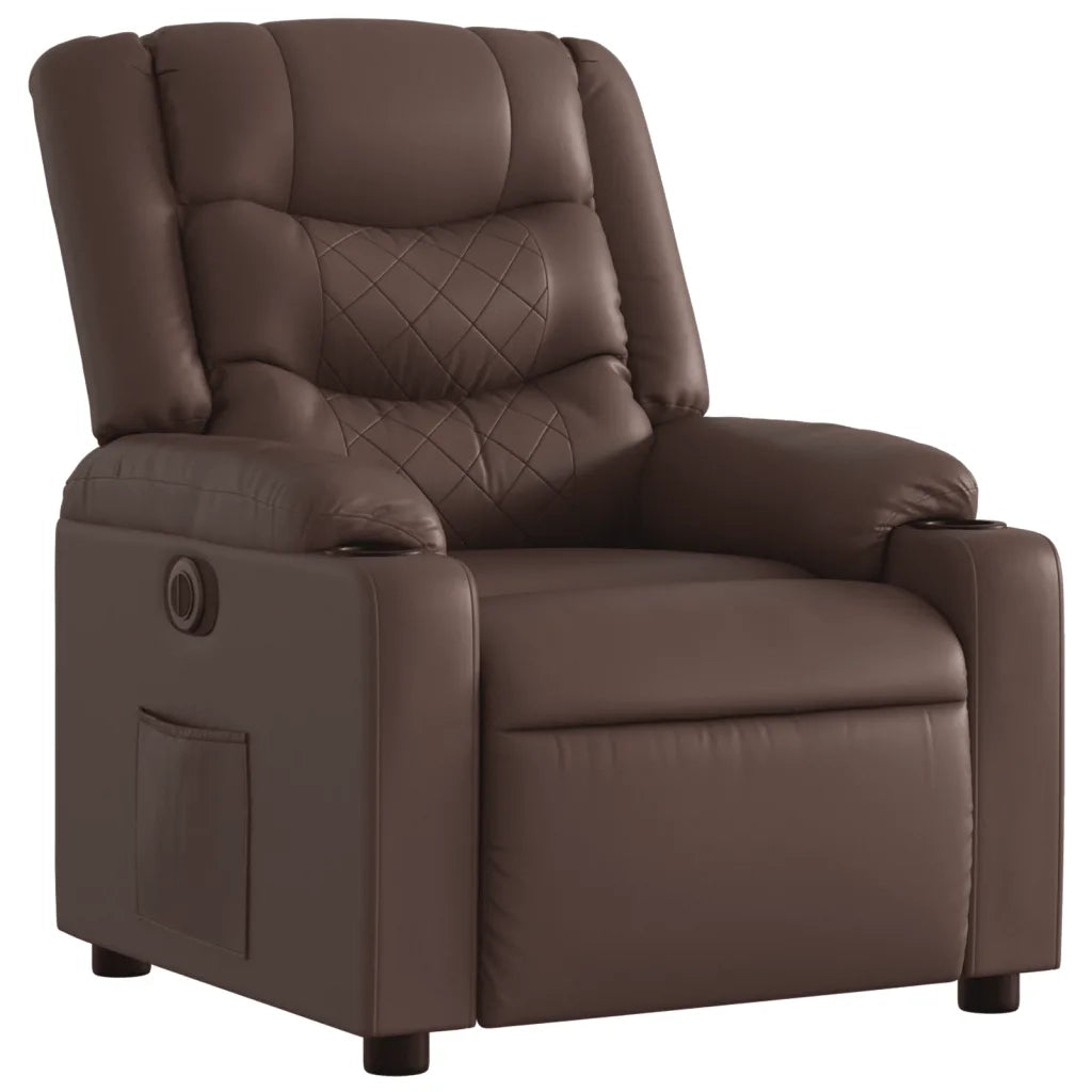 Poltrona Reclinabile Elettrica Marrone in Similpelle 3206545
