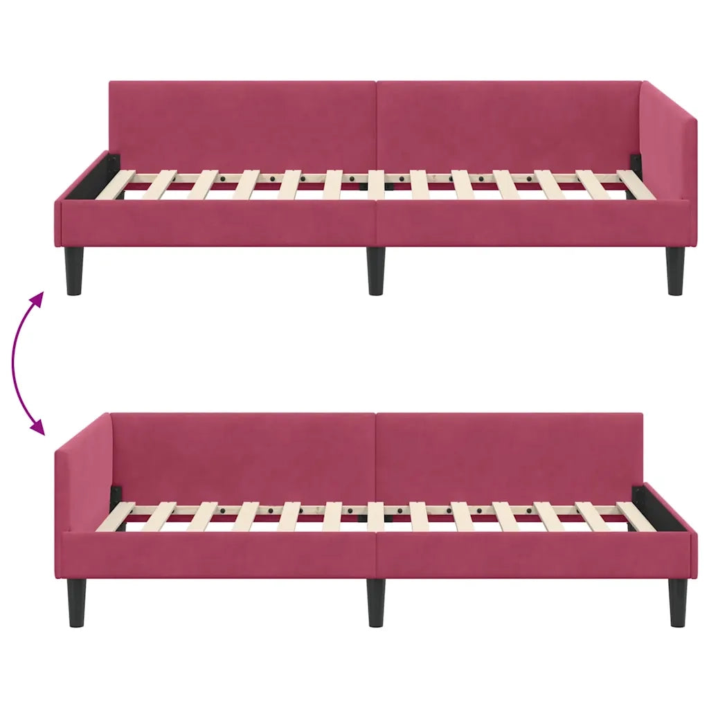 Cornice del letto ad angolo Rosso Vino 90 cm x 190 cm Velluto 42016148