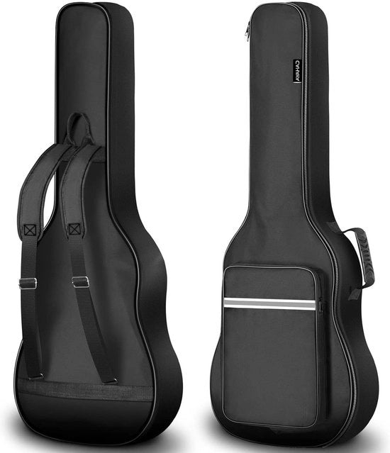 Borsa per Chitarra 39 Pollici Borsa Classica con Pieno di Piume con Pockets Grandi con Cinturini Riflettenti - Nero