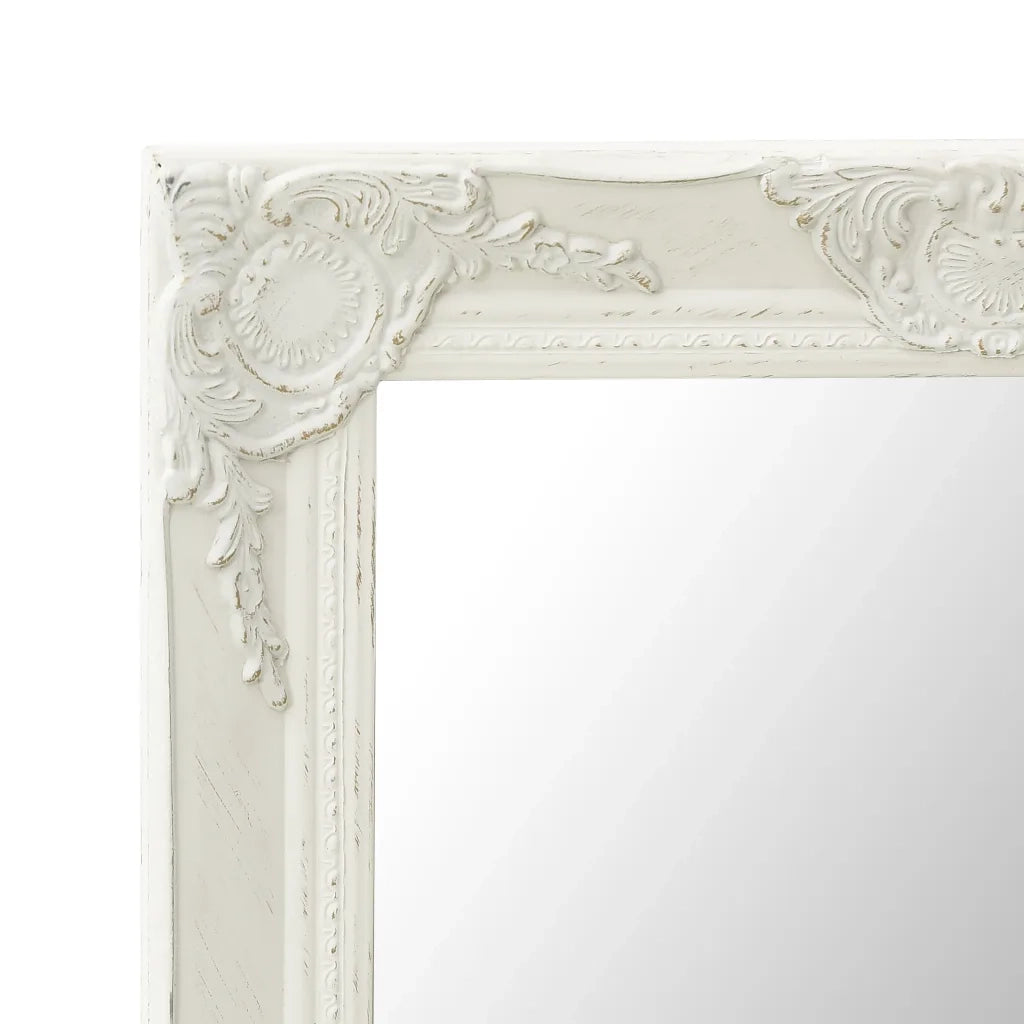Specchio da Parete Stile Barocco 50x60 cm Bianco 320316