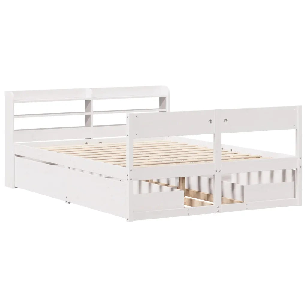 Letto senza Materasso Bianco 150x200 cm Legno Massello di Pino