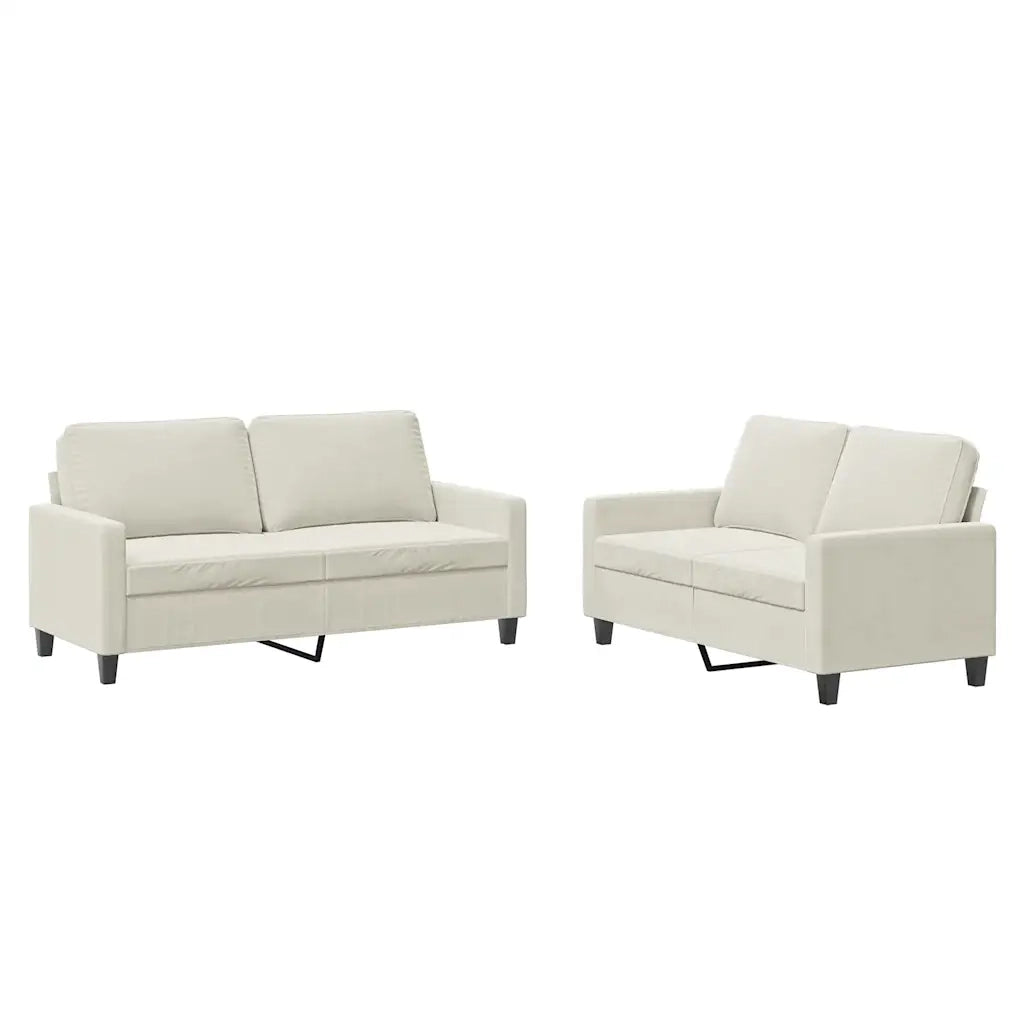 Set di Divani 2 pz con Cuscini Crema in Vellutocod mxl 83135