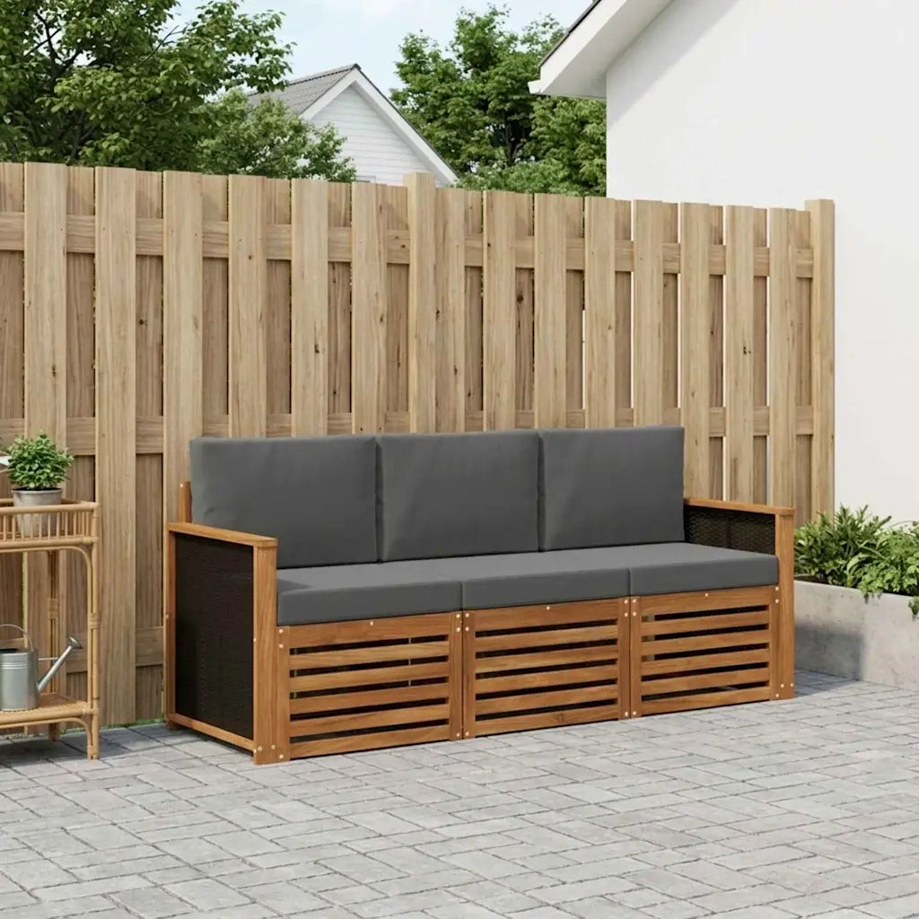 Set divani con cuscino 3 pcs Legno di Acacia Massello