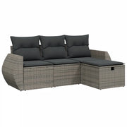 Set Divani da Giardino 4 pz | Set Salotto da Giardino con Cuscini in Polyrattan Grigio