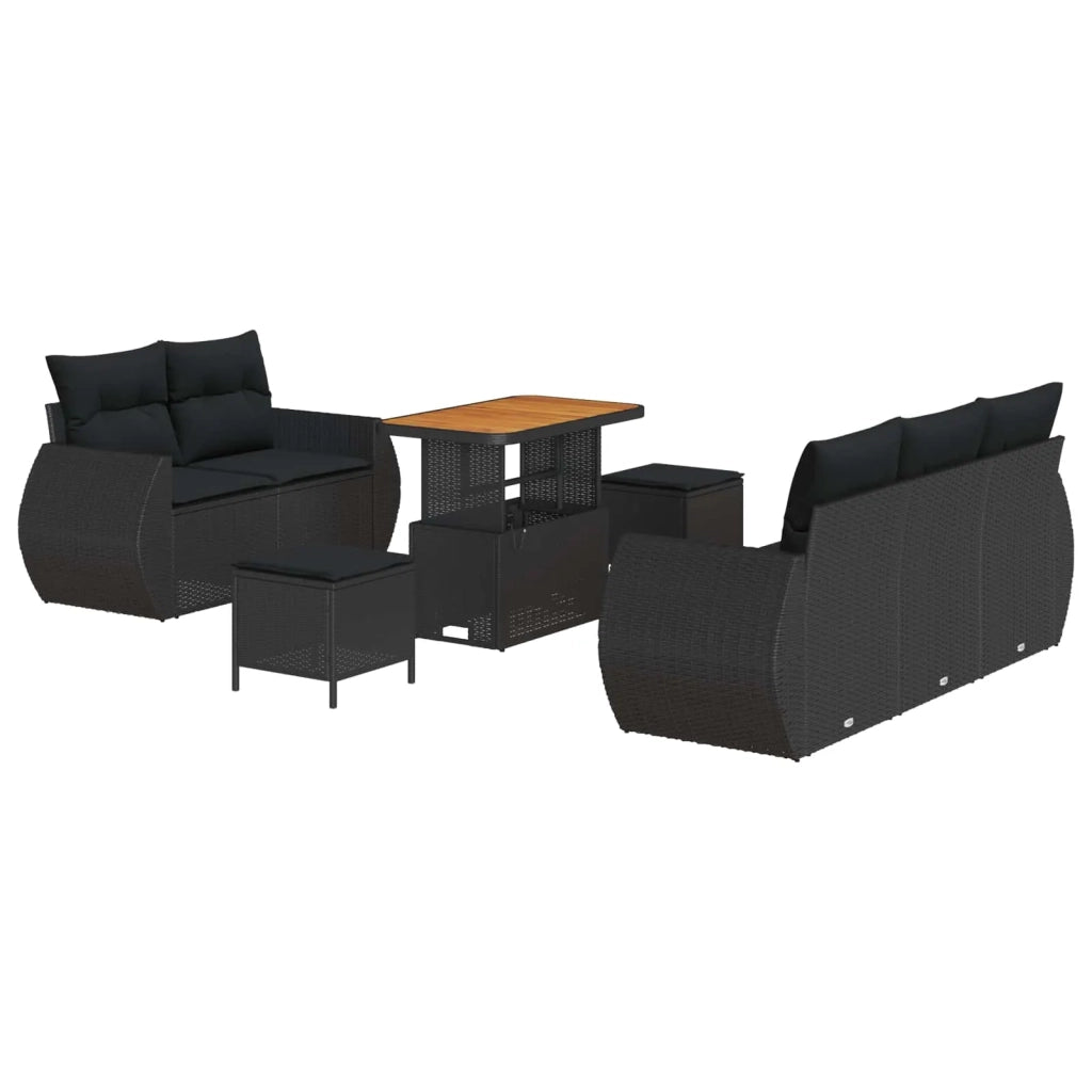 Set Divano da Giardino 8 pcs Nero polyrattan 3361819