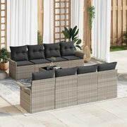 Set Divano da Giardino 9 pcs Grigio chiaro Poly Rattan 3345292
