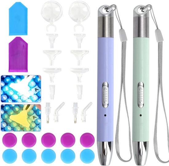 Set di 2 Pennelli per Diamond Painting con Illuminazione e Ricarica USB