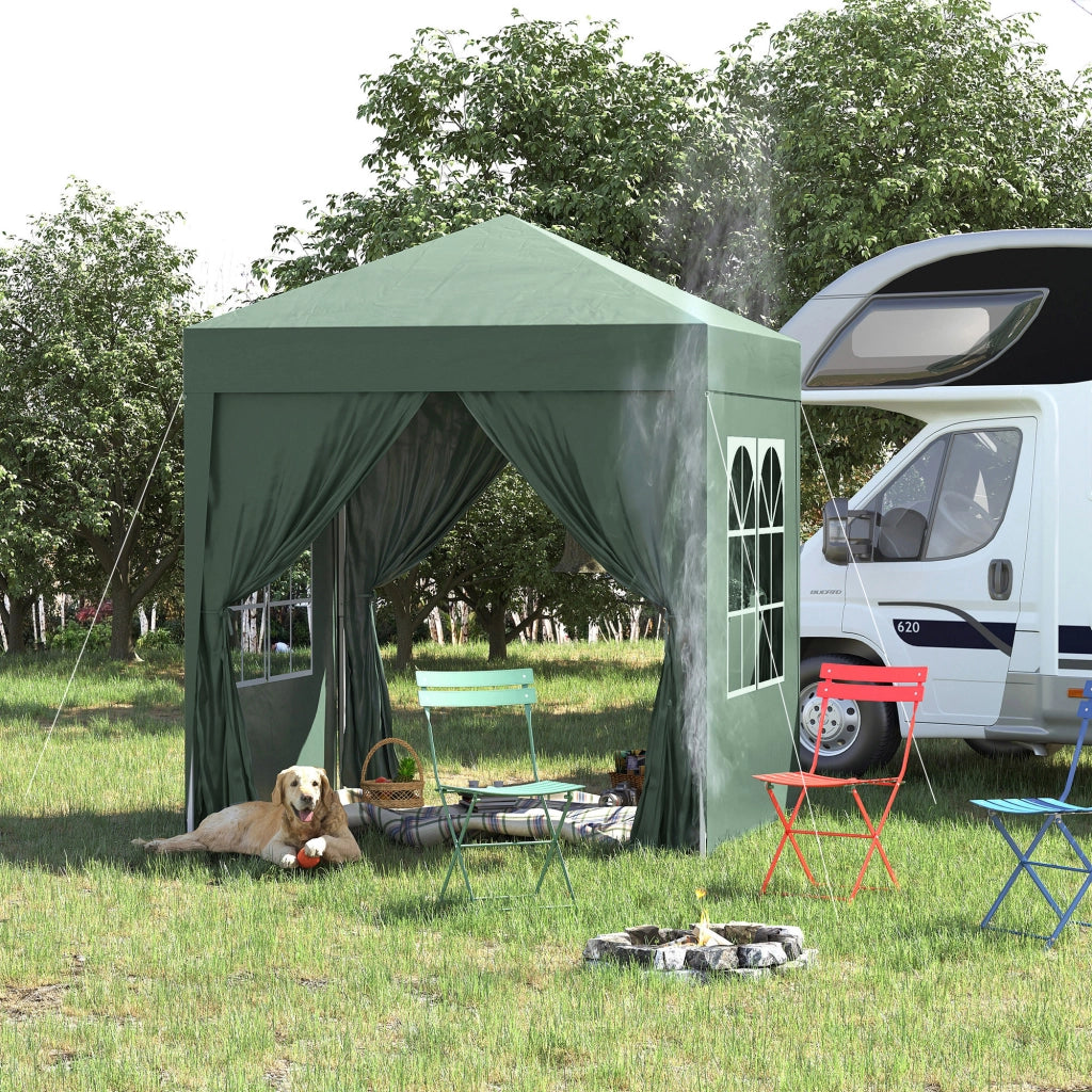 Gazebo pieghevole ¨C zephmum ¨C 2x2m verde scuro metallo