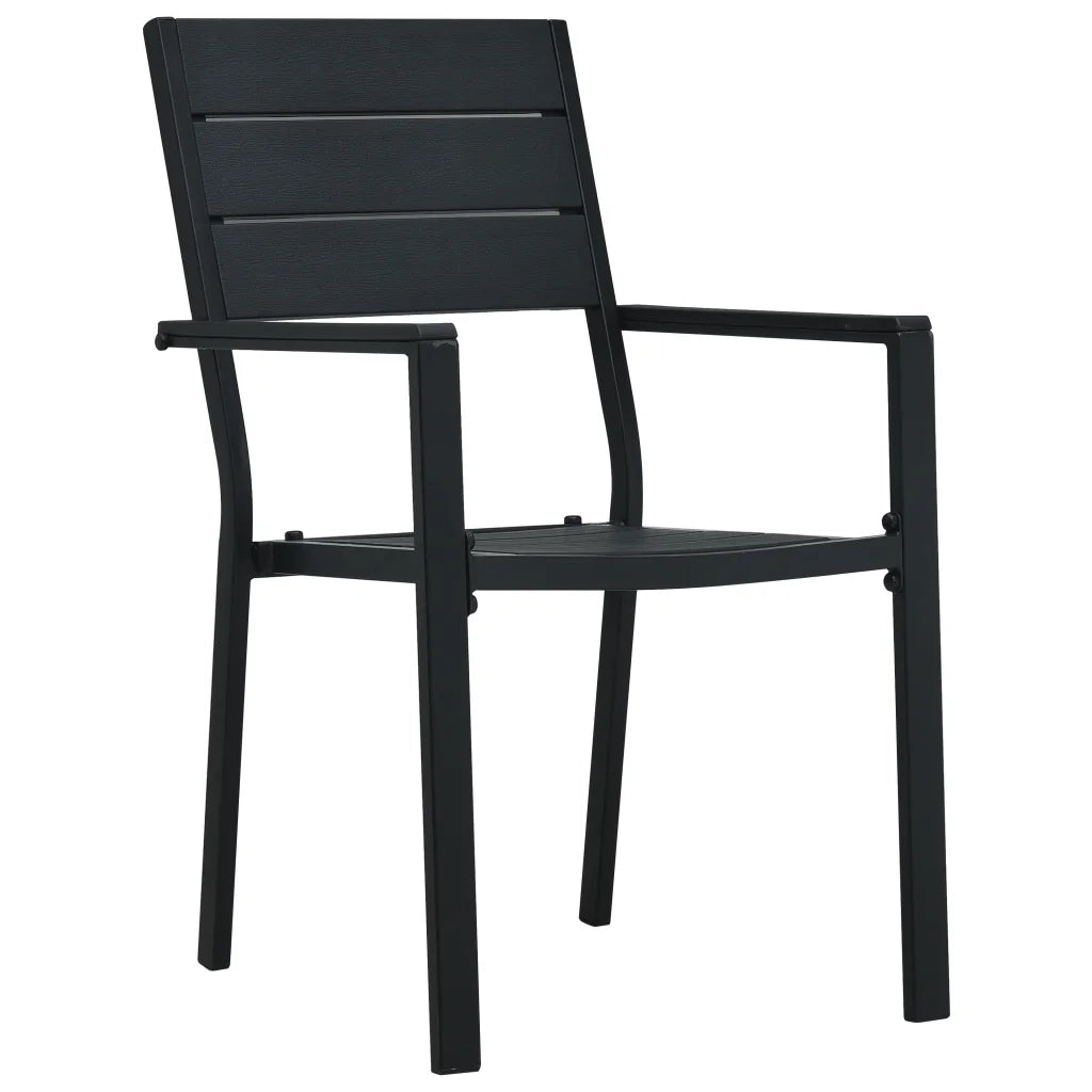 Sedie da Giardino 2 pz Nere in HDPE Aspetto Legno 47885