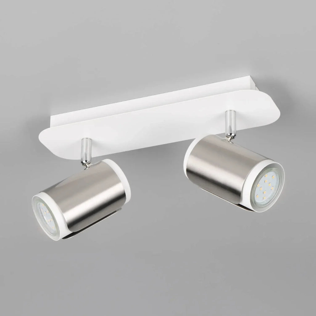 LÚZETE - SPOT DA PARETE/PLAFONIERA 2 LUCI GU10 METALLO NICKEL OPACO GIADA
