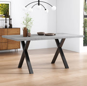 Tavolo moderno in MDF e metallo grigio e nero con gambe incrociate
