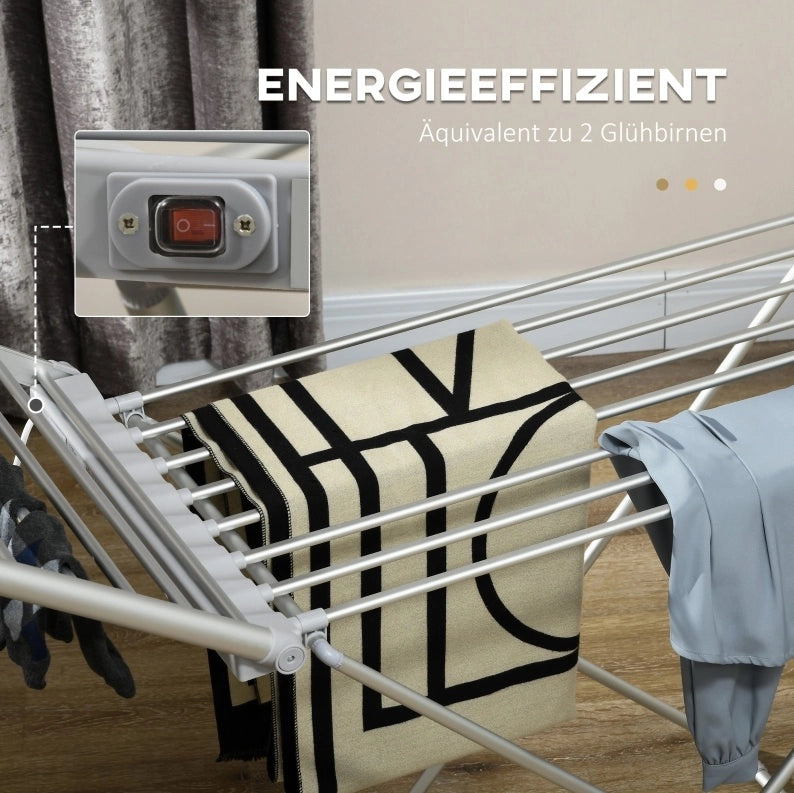Stendibiancheria elettrico pieghevole 230 W in alluminio
