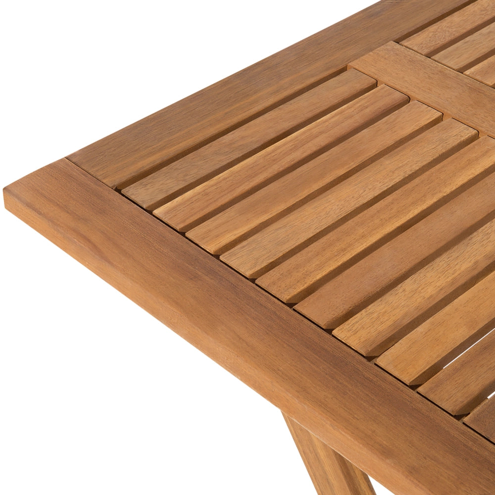 Set da bistrot 3 pezzi in legno massello di acacia chiaro cuscini pieghevoli a doghe design scandinavo moderno