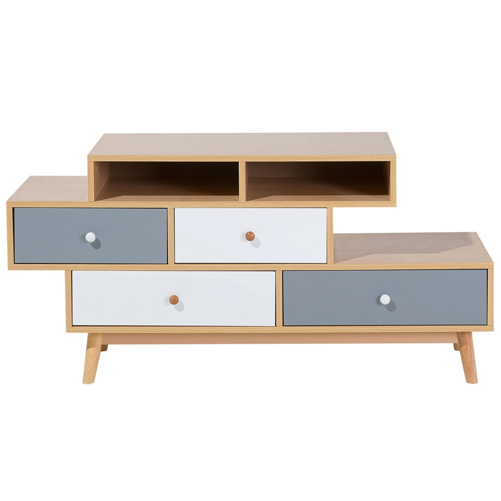 Credenza Marrone 4 Cassetti 2 ripiani Design asimmetrico scandinavo