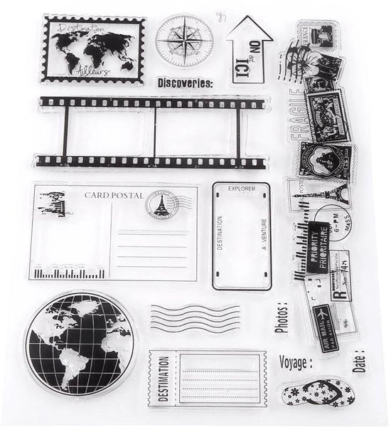 Stempel in Silicone - Disegno di Terra/Poste - Translucido - Combinazioni Creative - Materiale Sicuro - Dimensioni 18 x 14 cm - Set di Stampa