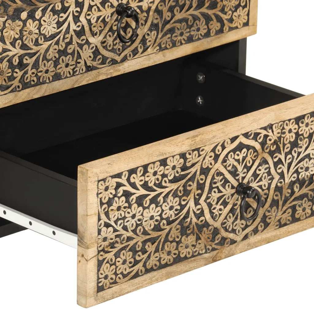 Comodino | Armadio da Notte | Mobiletto da notte 50x33x60 cm in Legno Massello di Mango