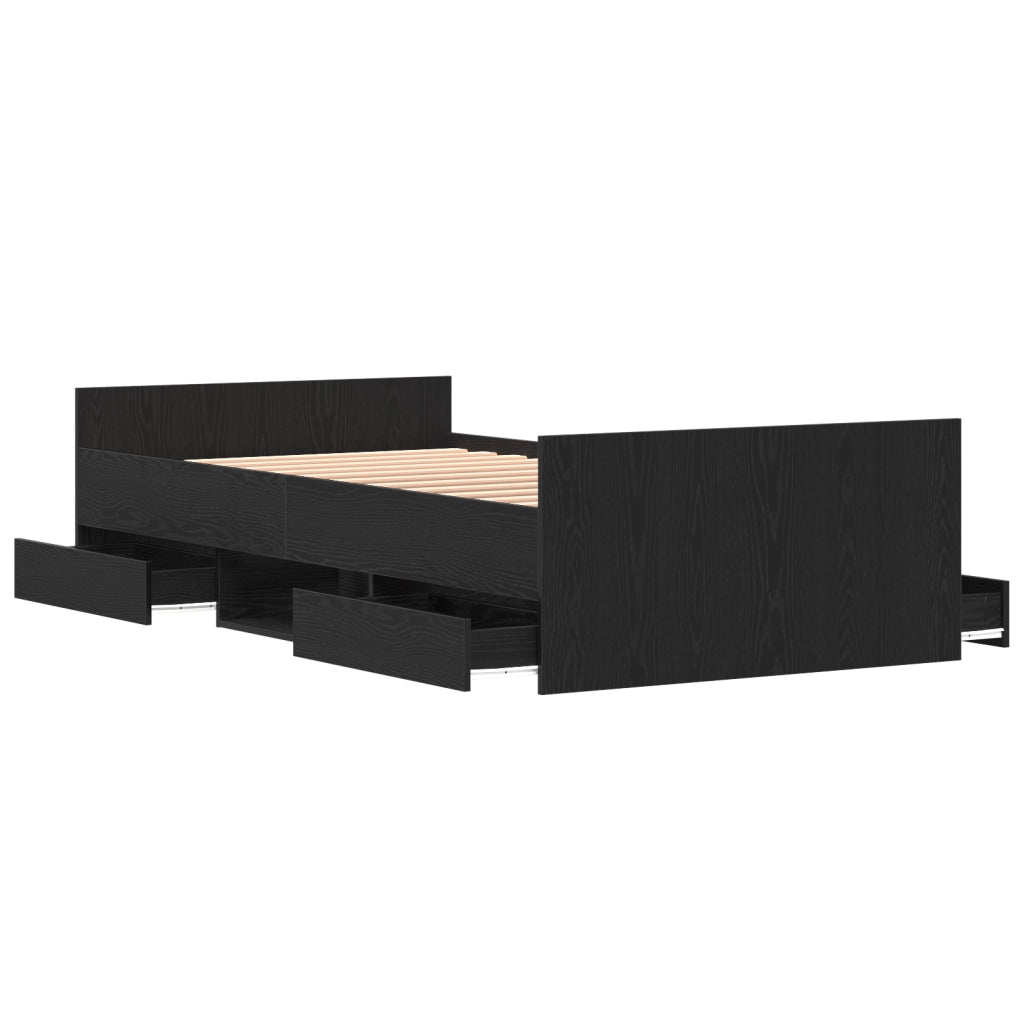 Struttura Letto senza Materasso Nero Rovere 90x190 cm Legno Ingegnerizzato