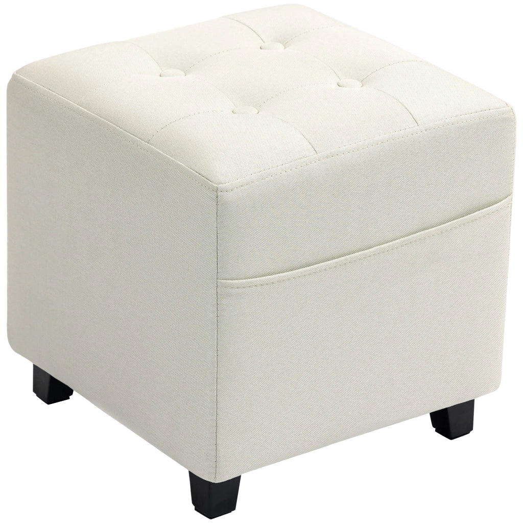 Pouf con Tasca Laterale e Coperchio Imbottito ¨C zephmum ¨C Crema