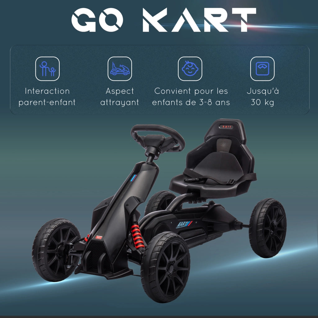 Go-kart a pedali per bambini con sedile regolabile 4 posizioni e ruote EVA ¨C Xylo ¨C nero 100x58x58,5 cm