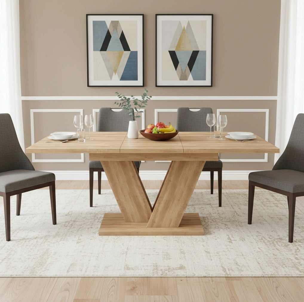 Tavolo da pranzo allungabile 180x80x75.5 cm; MDF effetto rovere
