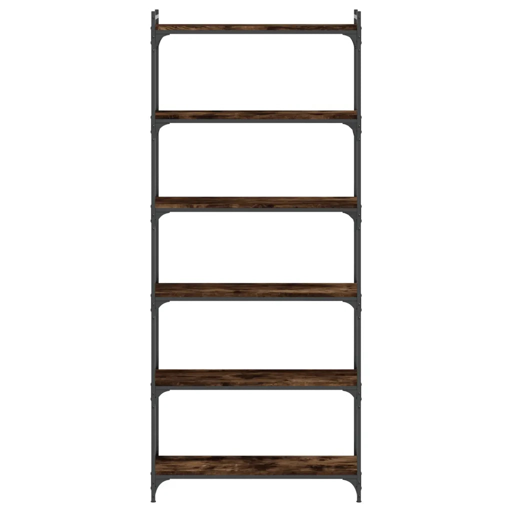Libreria a 6 Ripiani Rovere Fumo 80x30x188 cm Legno Multistrato 837684