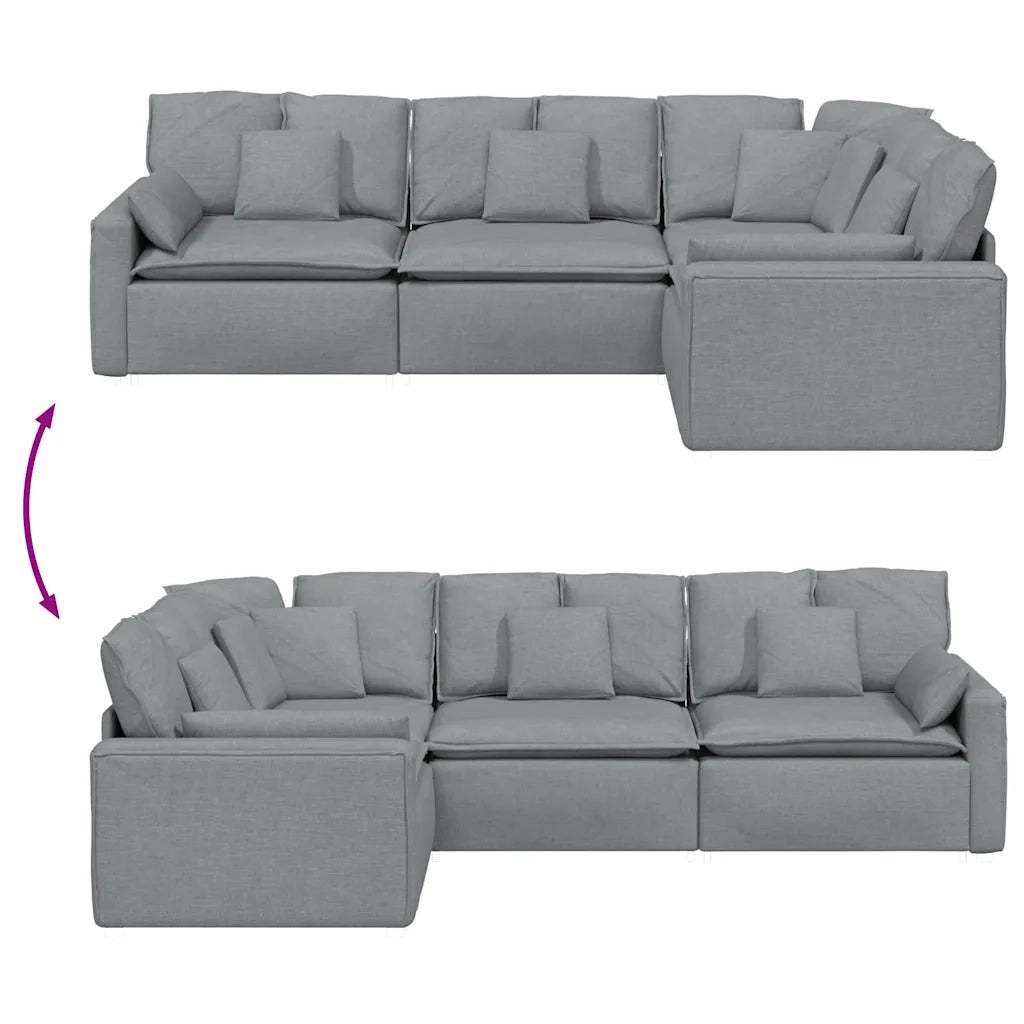 vidaXL Divano Modulare con Cuscini in Tessuto Grigio Chiaro