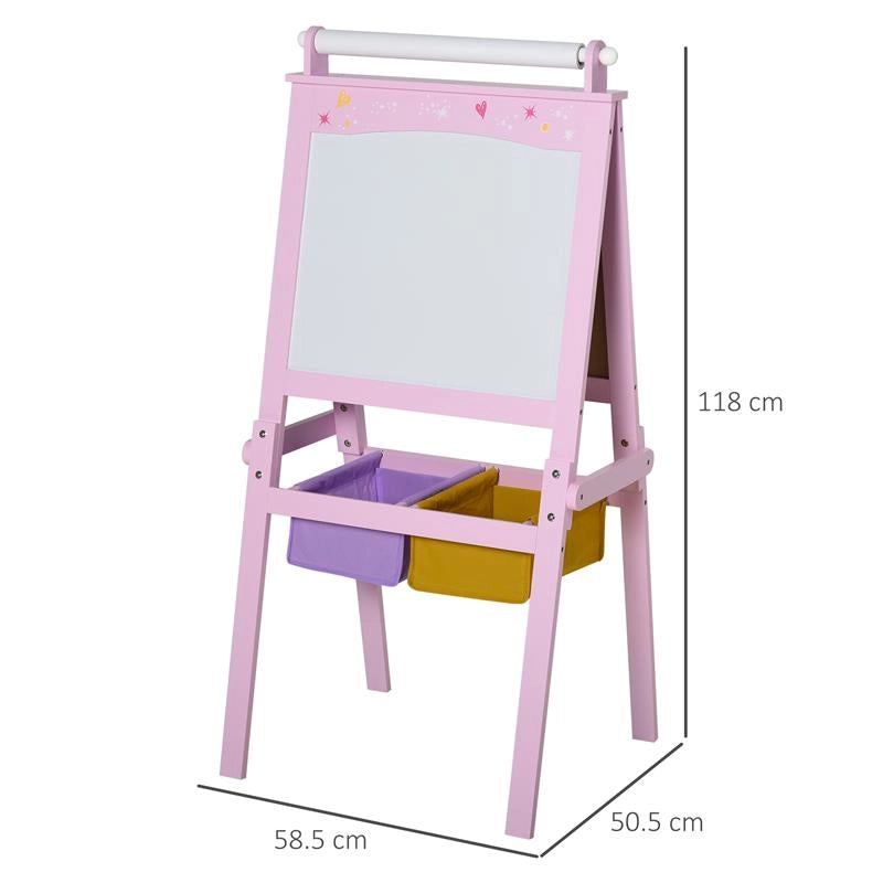 LAVAGNETTA PER BAMBINI 3 IN 1 CON RULLO FOGLI DI CARTA IN LEGNO ROSA