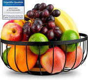 Decorazione per frutta in metallo e bambù - contenitore per frutta e verdura per cucina e casa - contenitore per pane (nero) Fruitscala