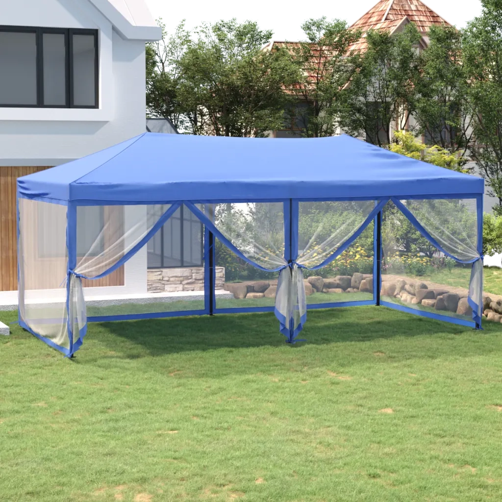 Tenda per Feste Pieghevole con Pareti Laterali Blu 3x6 m 93549