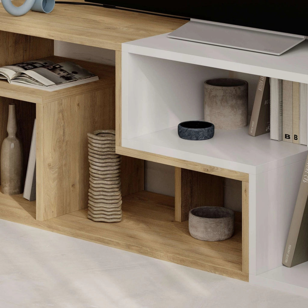 Mobile TV modulare in legno "Glis" - 145 x 35 x 44 cm - Bianco