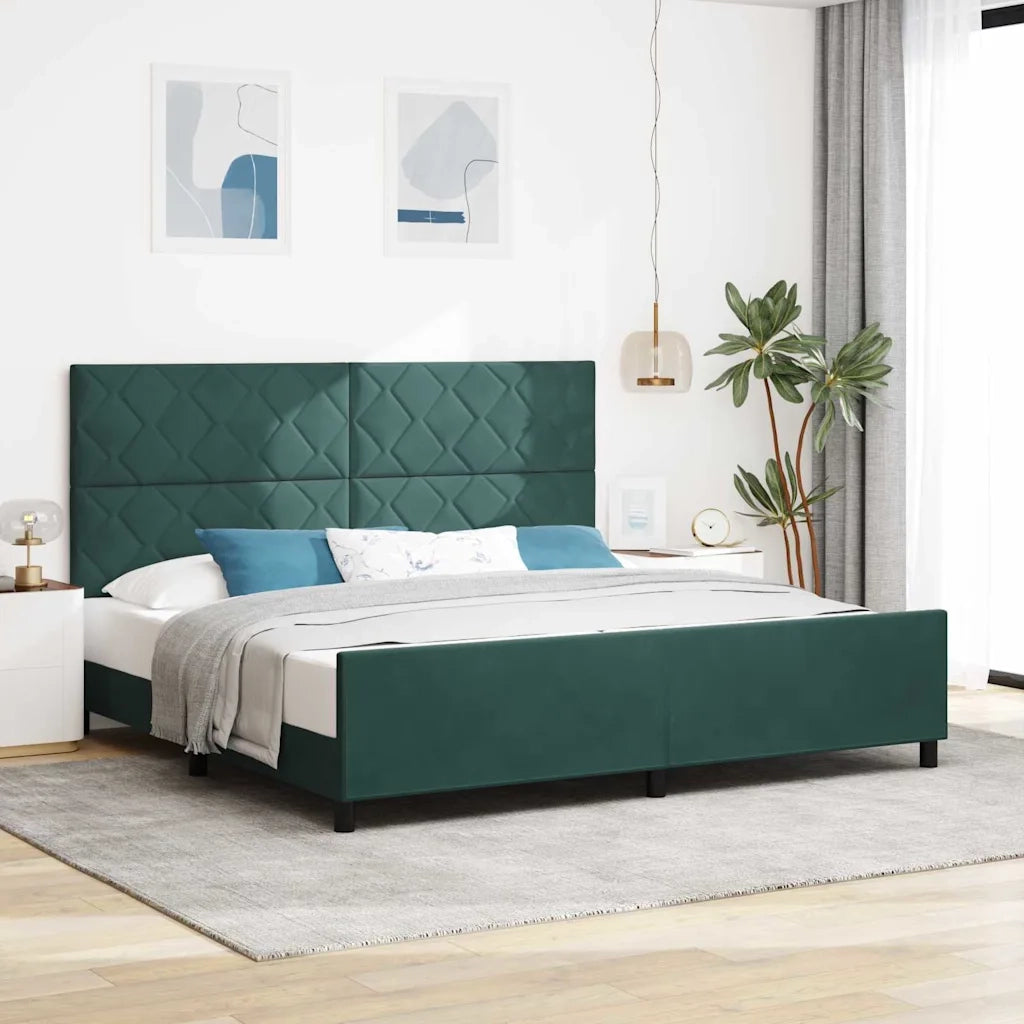 Letto a molle con testiera Verde Scuro 200 x 200 cm Velluto 3345032