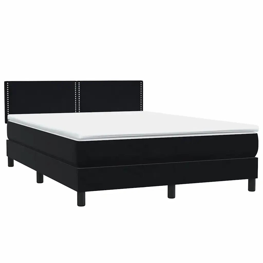 Letto a Molle con Materasso e LED Nero 160x210 cm in Velluto 3316793
