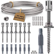 Kit di supporti per piante in acciaio inossidabile con sosteggi per parete e corda da 3 mm, 8 supporti e 12 m di lunghezza