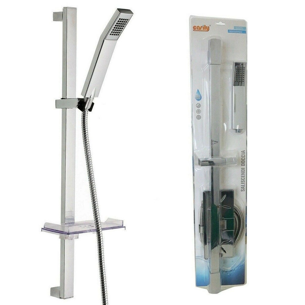 Trade Shop - Asta Saliscendi Cromata Colonna Doccetta Con Saliscendi Portasapone 69136 -        2