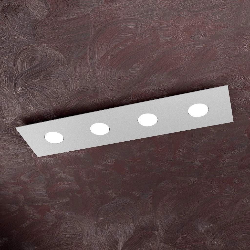 Toplight Plafoniera da soffitto rettangolare 4 luci Area con attacco GX53, struttura colore grigio, design moderno 80x20x3cm
