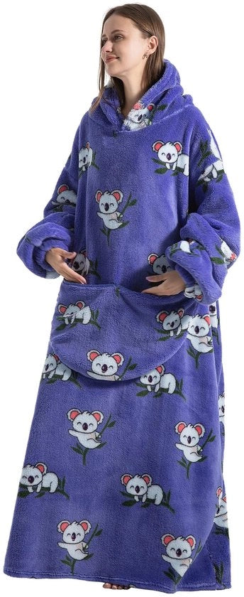 Pantaloni da fermo con cappuccio extra lungo oversized - mantella in pile - morbido e gigante - impermeabile termico - portatile e comodo