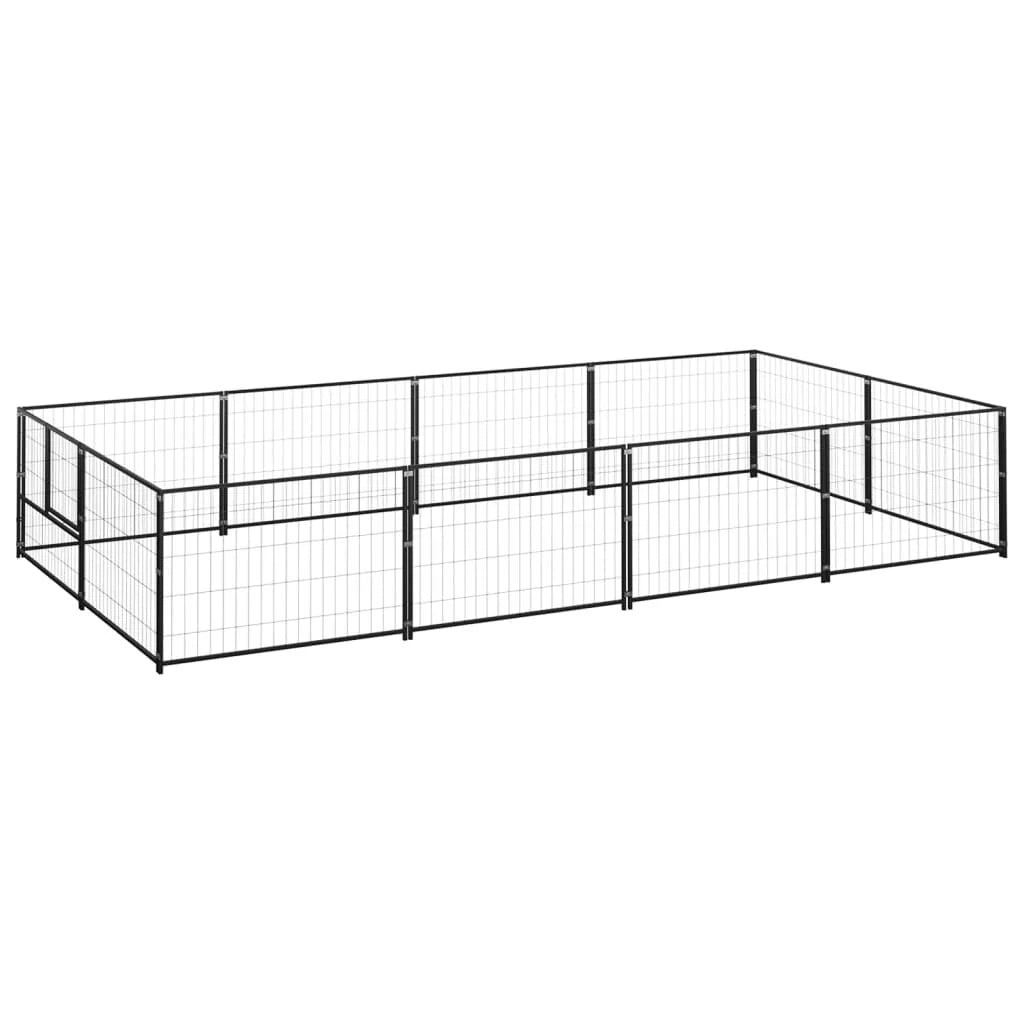 Recinto per animali da esterno per cani recinto per animali nero 8 m² acciaio 02_0000557