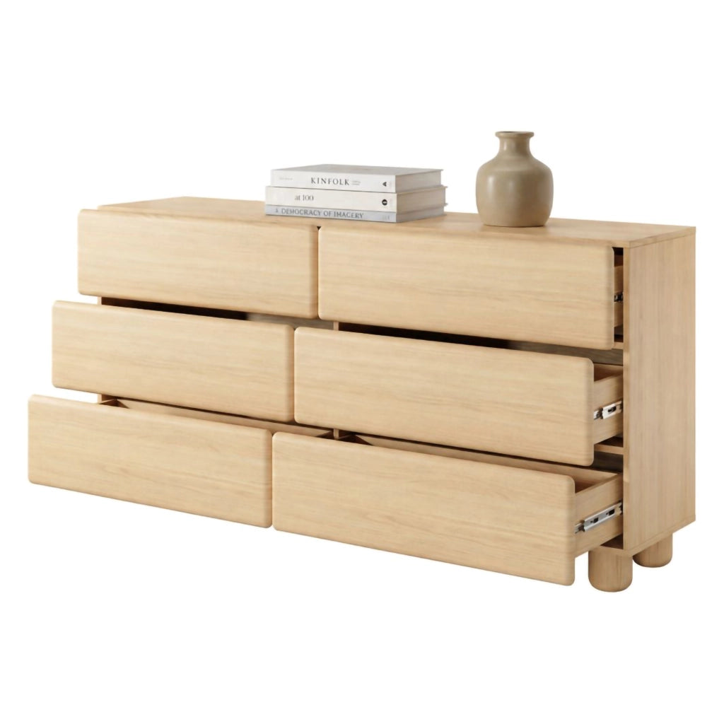 Madia Hana, Credenza 6 Cassetti, 160x38x80h cm Marrone Rovere