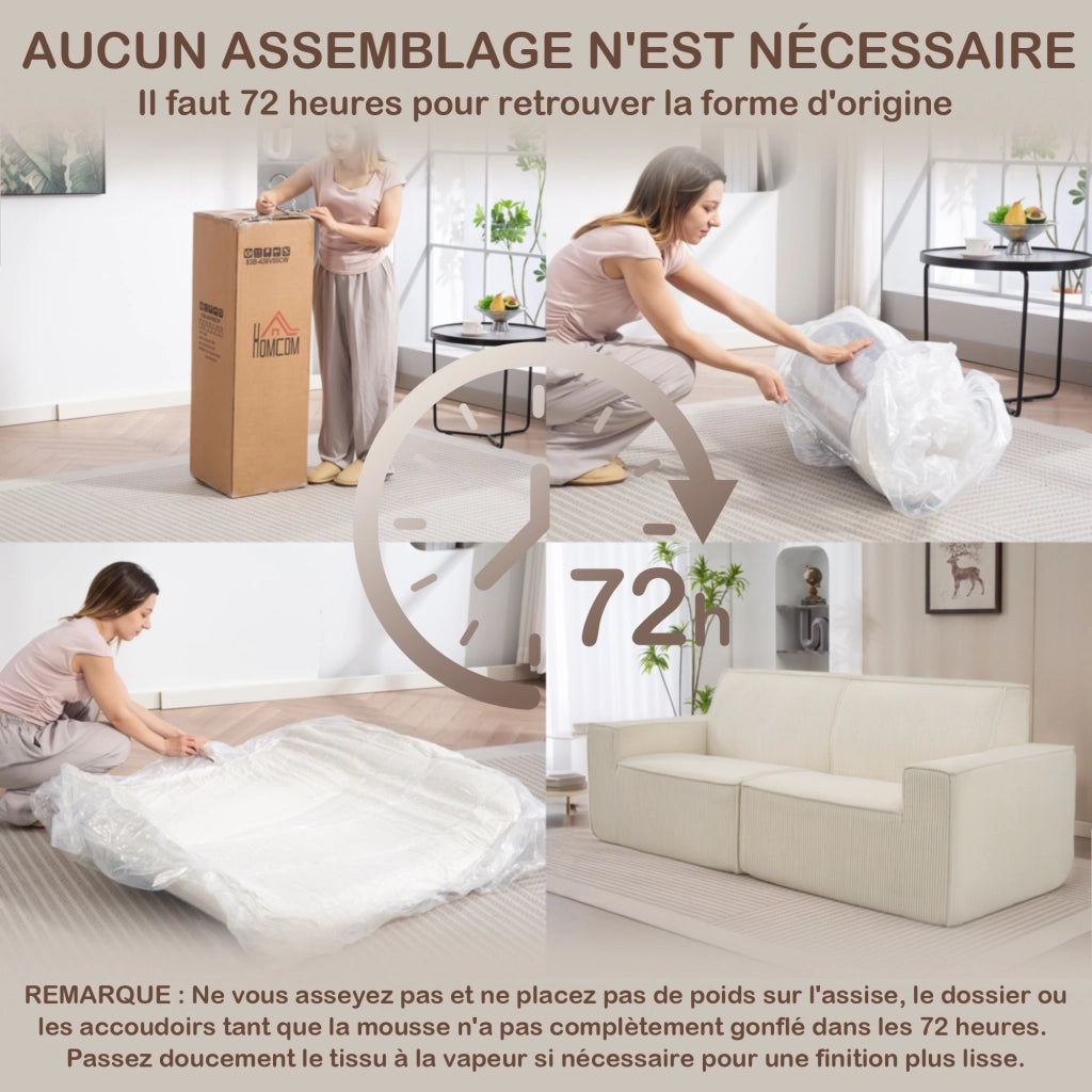 Divano 3 posti in velluto ¨C Minimal ¨C beige 230 cm