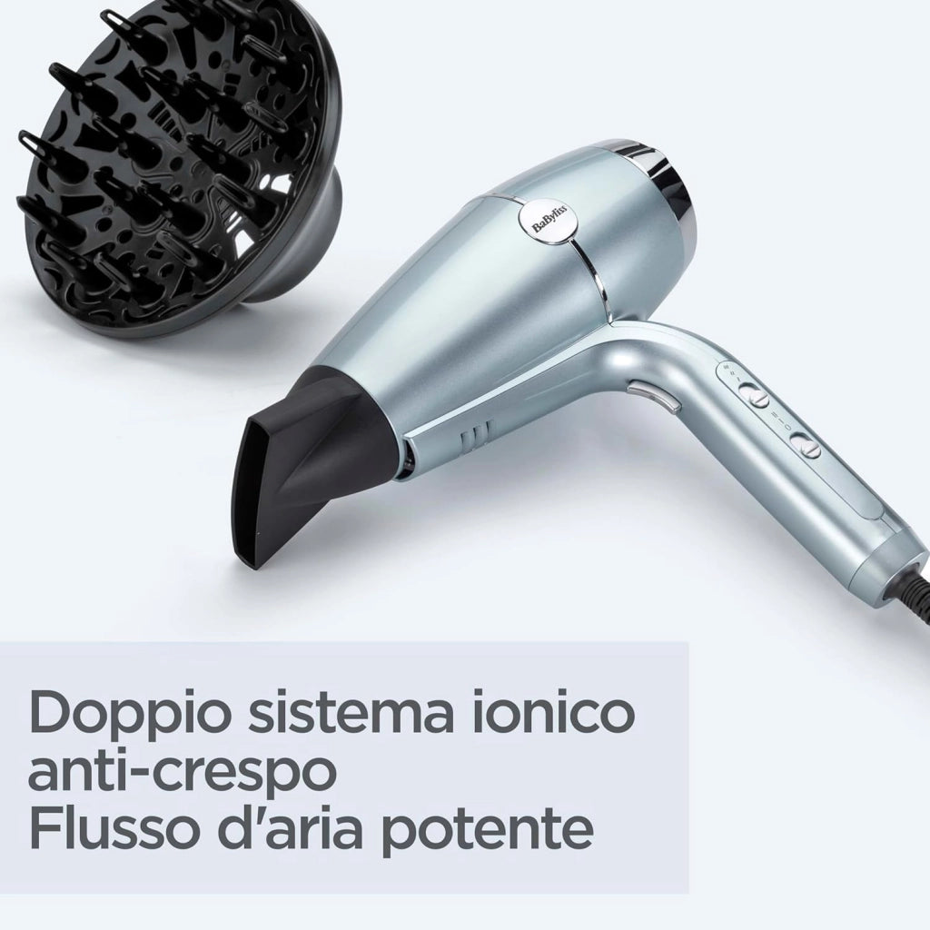 ‎D773DE Asciugacapelli Hydro Fusion 2100 W, Asciugatura Rapida, Tecnologia al Plasma, Doppio Sistema ionico, 3 Temperature e 2 Velocità + Tasto Aria Fredda, Concentratore e Diffusore