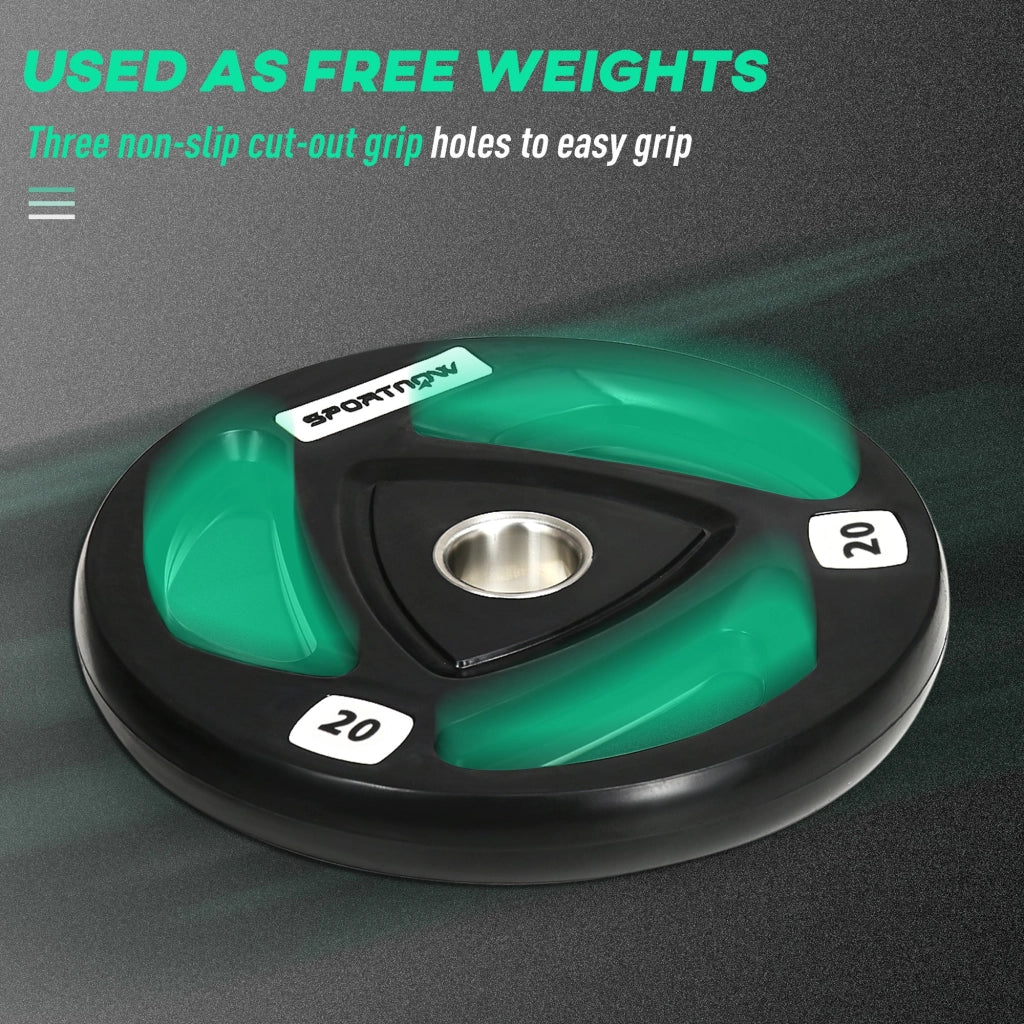 Set di 2 Dischi Pesi da 20 kg per Bilanciere Ø40x4,5 cm in Acciaio con Rivestimento in Gomma Nero